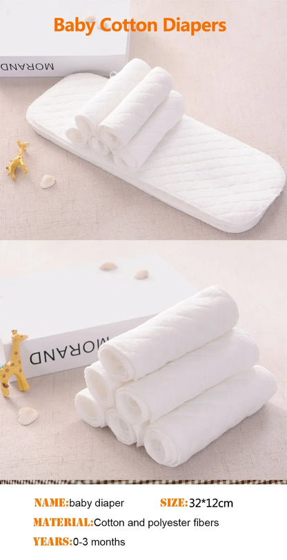 2/5/10Pcs Baby Diapers Reusable Washable Cotton Diaper Ecological Nappies Insert Cotton Cloth Breathable Absorbent Cloth Diapers