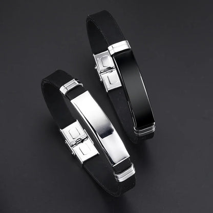 Bracelet Homme Twist Braid Leather Rope Bracelets For Men Stainless Steel Hiphop Rock Fashion Jewelry Accessories Wholesale
