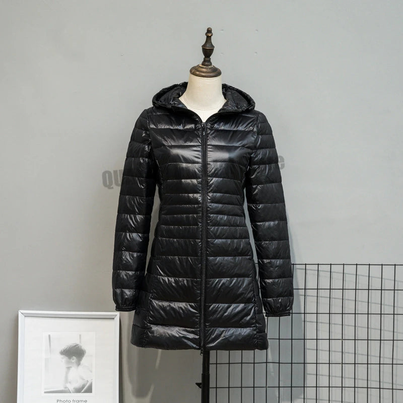 Women Spring/Autumn Ultra Lightweight Quilted Jacket 2023 New Woman Water and Wind-Resistant Big Size women Hoodies coat