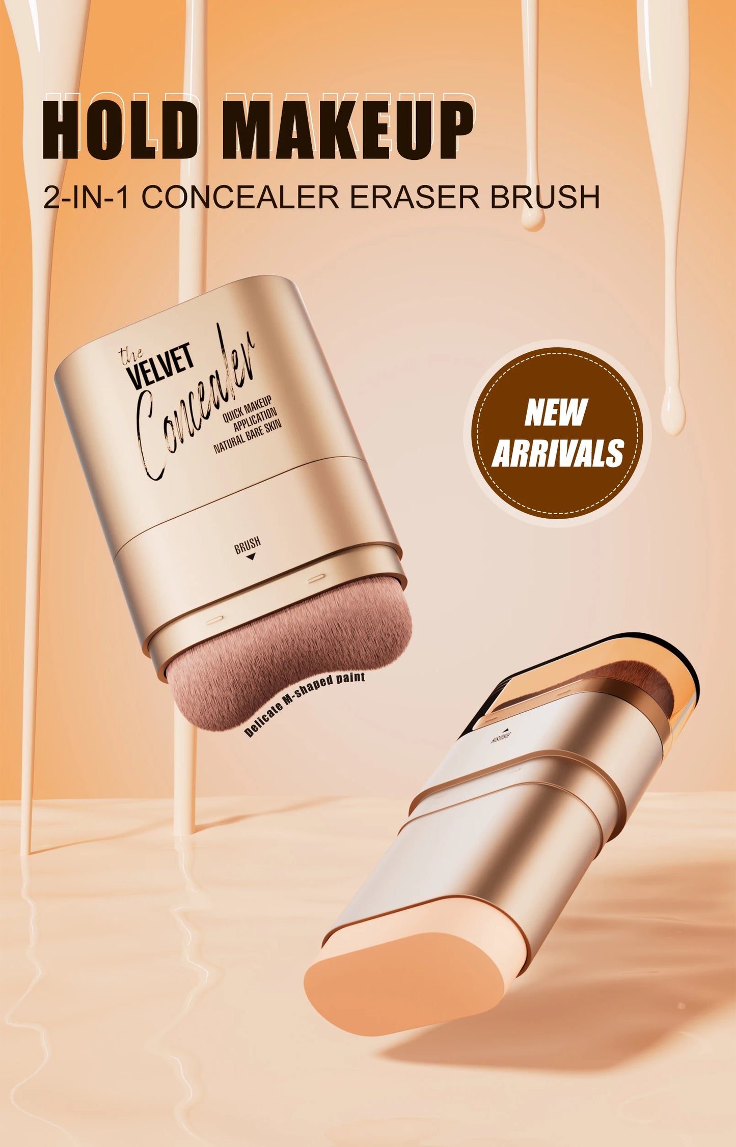 2-in-1 Concealer and Foundation Stick, Covers Dark Circles, Waterproof and Sweat-Resistant, Creates Flawless-Looking Makeup
