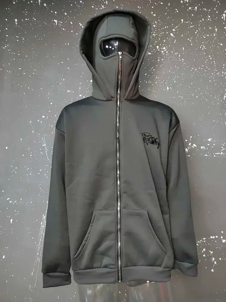 Unisex Plain Hooded Zip Up Sweatshirt Autumn Winter Ins Style Couple Matching Pullover Jacket