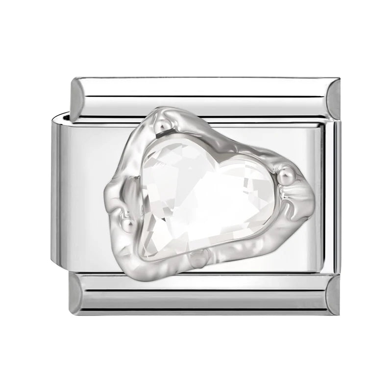 Shiny Zircon Stars Heart Bow Knot Butterfly Italian Charm Links Fit 9mm Stainless Steel Bracelet Women Jewelry DIY Making Gifts