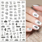 Black and White Love Flowers Line Art 3D Stickers Nail Decals Nail Art Accessories Butterfly Rose Nail Stickers Nail Sliders