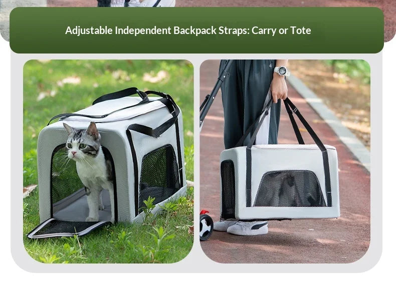 Luxury Double-Layer Eco-friendly ABS Material 4-Wheel Pet Stroller Small Large Dogs Cats Lightweight Travel Pet Carriers
