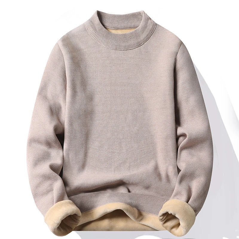 Half Turtleneck Knitwear Sweater New Autumn/Winter Mock Neck Sweatshirts Solid Color Pullovers Man Brand Casual Mens Clothing