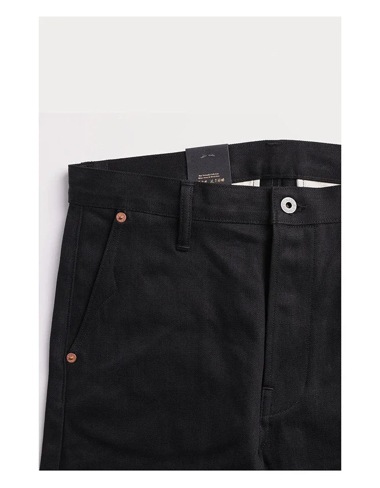 Red Tornado Black Men's Jeans Relaxed Fit 14.5oz Selvedge Denim Officer Trousers