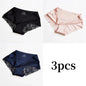 3pcs Lace Women's Panties French Seamless Underwear Female Ice Silk Briefs Solid Color Breathable Underpants Lingerie
