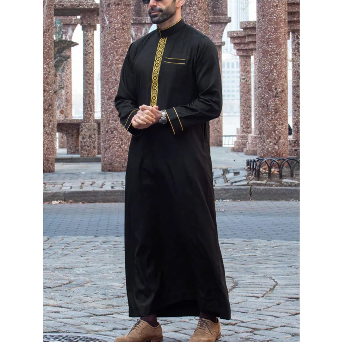 Dishdasha Muslim Men Long Robe Jubba Thobe Abaya Embroidery Kimono Islamic Dubai Saudi Abayas Prayer Kaftan Ramadan Morocco 2025