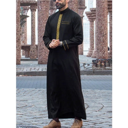Dishdasha Muslim Men Long Robe Jubba Thobe Abaya Embroidery Kimono Islamic Dubai Saudi Abayas Prayer Kaftan Ramadan Morocco 2025