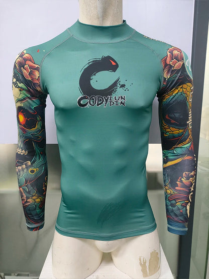 Mock Neck Hot MMA No Gi Rashguard Jiu Jitsu T-shirt+Pants Boxing Jerseys Set BJJ Muay Thai Shorts Compression Legging Sportsuit