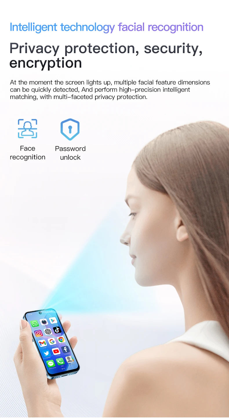 SOYES XS19 3G Mini Smartphone Android 10.0 Dual SIM Standby 3.88 Inch HD Mobile Phone 2GB+16GB 2000mAh Small Cell Phones Face ID