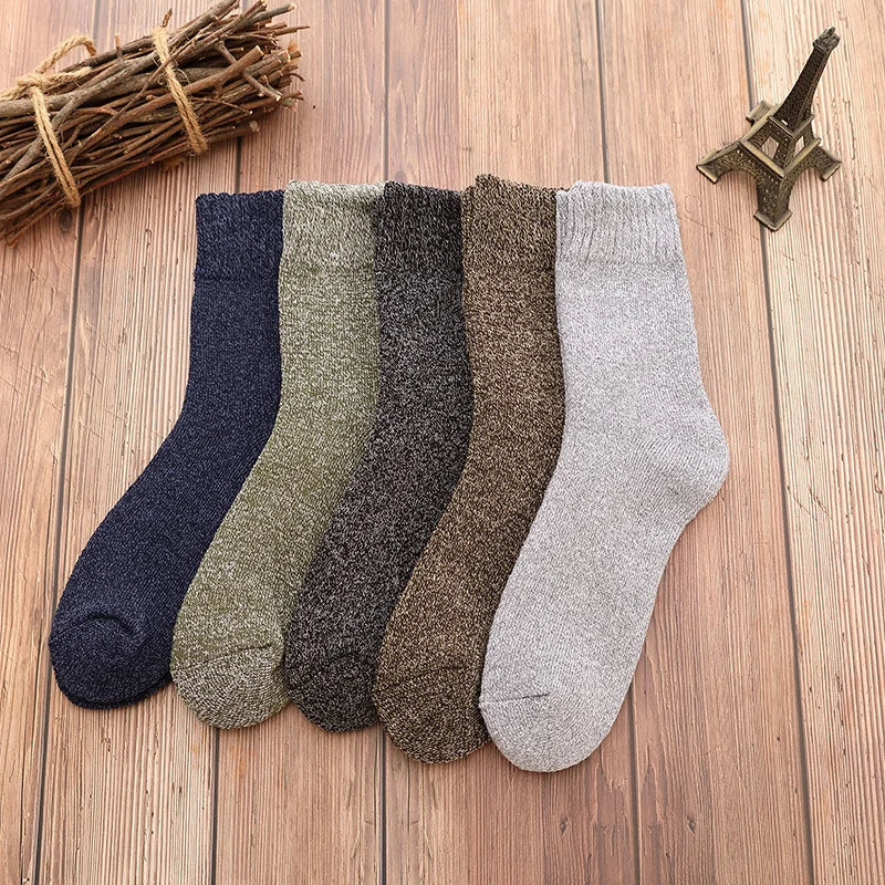 5 Pairs Winter Warm Men’s Socks Thick Male Women Socks Super Thicker Solid Socks Winter Socks Against Cold Snow Terry Socks