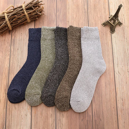 5 Pairs Winter Warm Men’s Socks Thick Male Women Socks Super Thicker Solid Socks Winter Socks Against Cold Snow Terry Socks