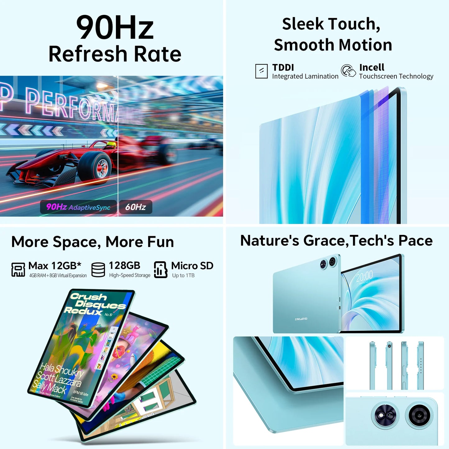 Teclast Tablet P50 Set Android 15 11" T606 8-Core Max 12GB RAM 128GB ROM P50 Case/Keyboard/Mouse/Stylus/Headphone/Stand