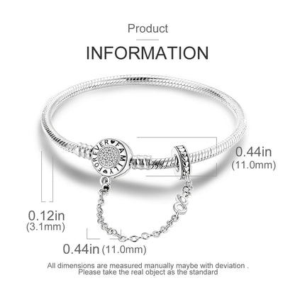 New Charm Bracelet 925 Silver Heart Shape Holy Mother Snake Chain Clasp Bracelet Fit Original Bead DIY Fashion Jewelry