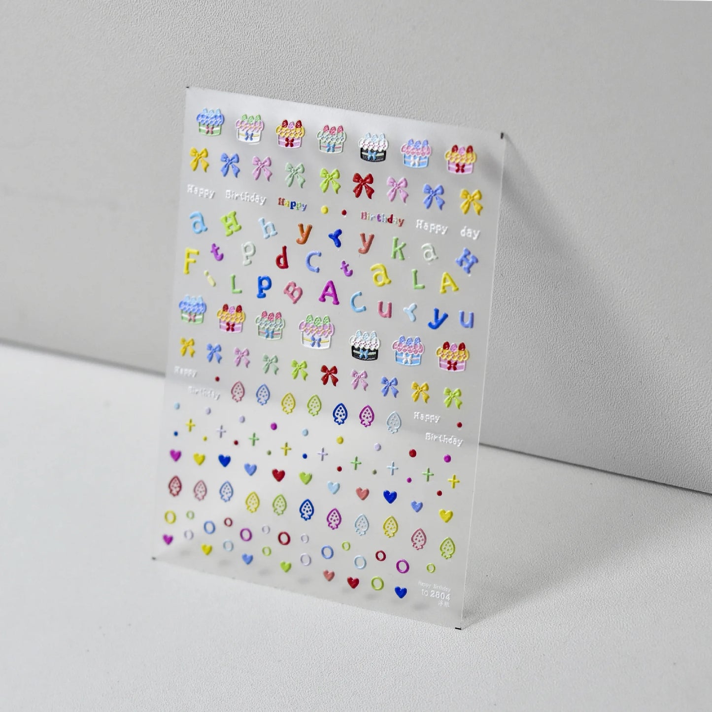 Collage Text English Letter Musical Note Star Graffiti Colorful 5D Love Heart Bowknot Nail Art Sticker Adhesive Manicure Decals