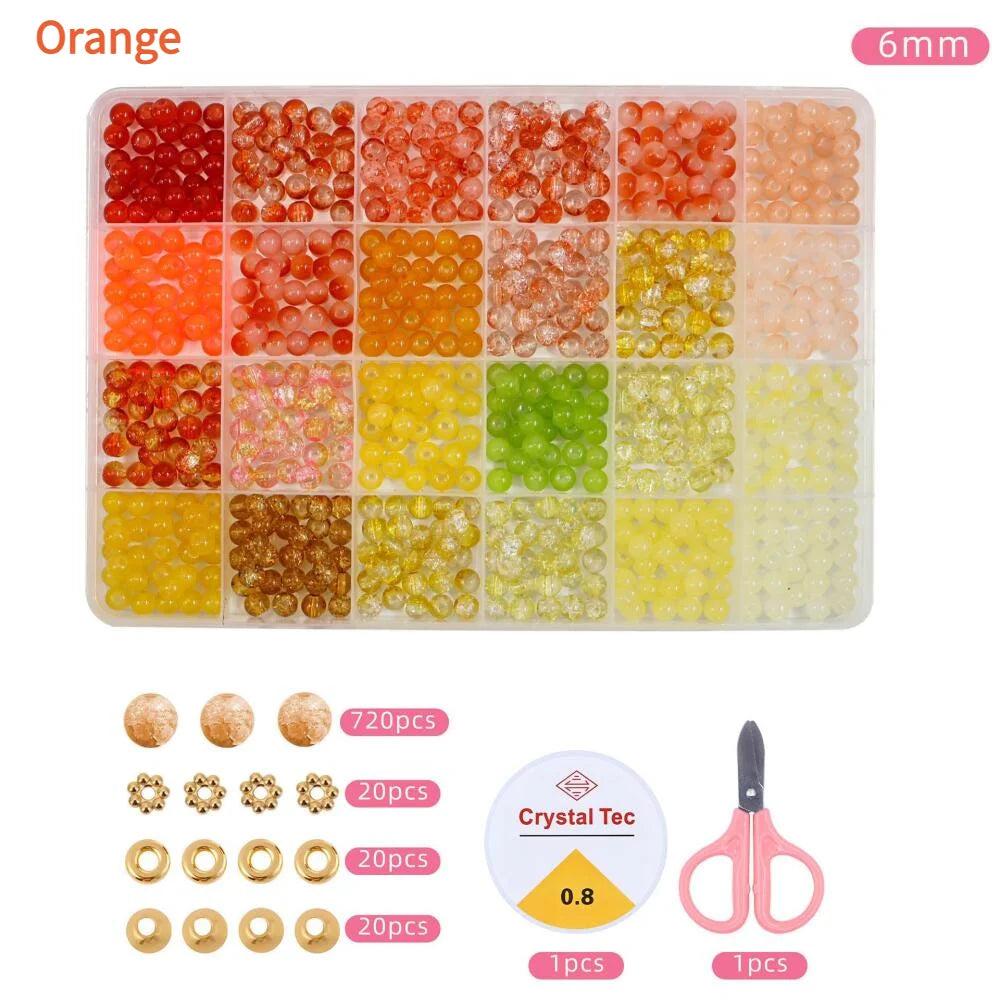 Kids' Beads and Jewelry Making Kit Necklace Bracelet Diy Beads 6mm Glass Beads Loose Beads Bracelet Jewelry Accessories Toys Kid