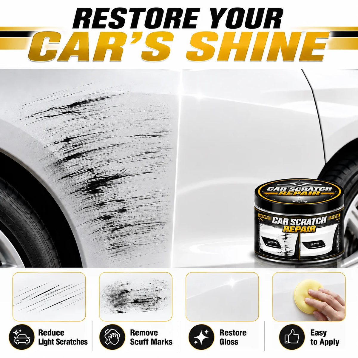 Car Paint Scratch Remover Paste Multi‑use Polishing Care Erase Minor Scratches Blemish Marks Vehicle Surface Paint Maintenance