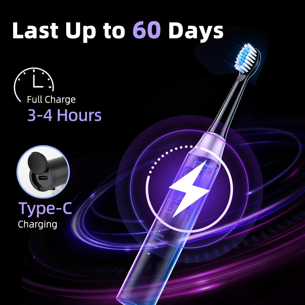 IPX7 Waterproof Sonic Electric Toothbrush 5 Cleaning Modes Deep Clean Whitening Tooth Brush Gum Care Smart Timing Low Noise