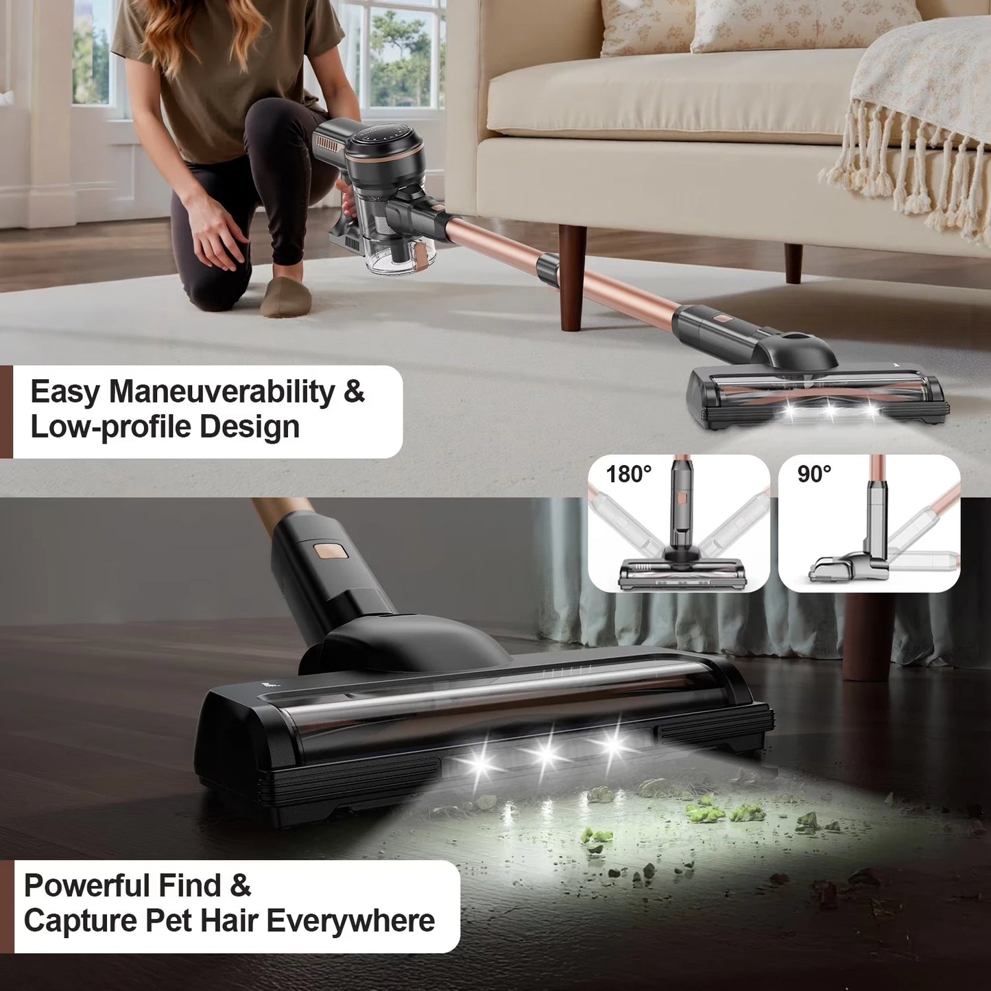 INSE S7P 465W Cordless Vacuum Cleaner 45KPA Strong Suction for Pet Hair and Carpet 55Mins Runtime Household Cleaning