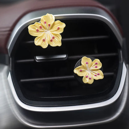 2Pcs Car Perfume Clip Flower Car Air Freshener with Fresh Color Air Outlet  Decorations Bright Peach Blossom Cherry Blossom