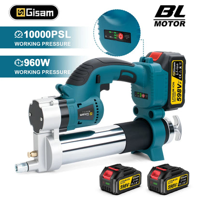 Gisam 10000PSI Brushless Electric Grease Gun Kit Electric High-Performance Grease Gun Set Power Tool For Makita 18v Battery Pins