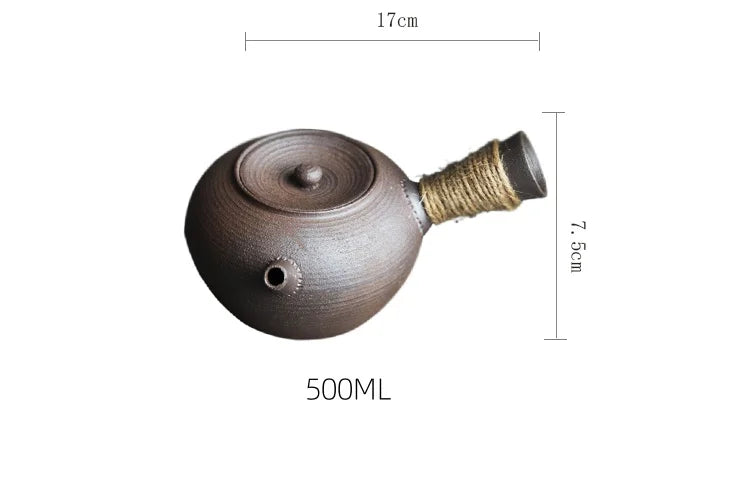 Japanese Style Teapot Handmade Retro Coarse Pottery Stoneware Kungfu Tea Ceremony Portable Tea Maker Ceramic Teapot Teaset