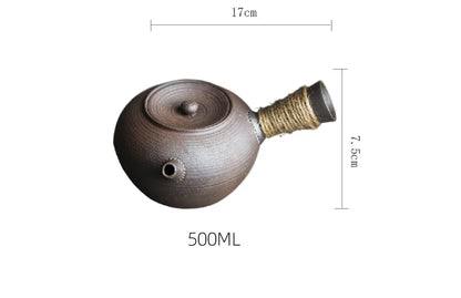 Japanese Style Teapot Handmade Retro Coarse Pottery Stoneware Kungfu Tea Ceremony Portable Tea Maker Ceramic Teapot Teaset