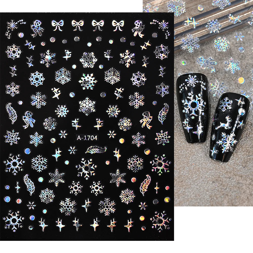 Winter Christmas Atmosphere Nail Stickers Snowman Snowflake Wapiti Self-adhesive High Quality Cute Nail Stickers Nail Art Deco