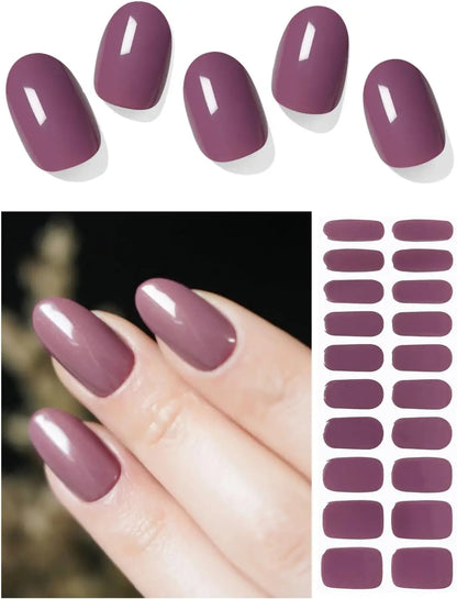 20/22Tips UV Semi cured Gel Nail Stickers Waterproof Long Lasting Full Gel Nail Wraps Press On Nail Decal DIY Manicure