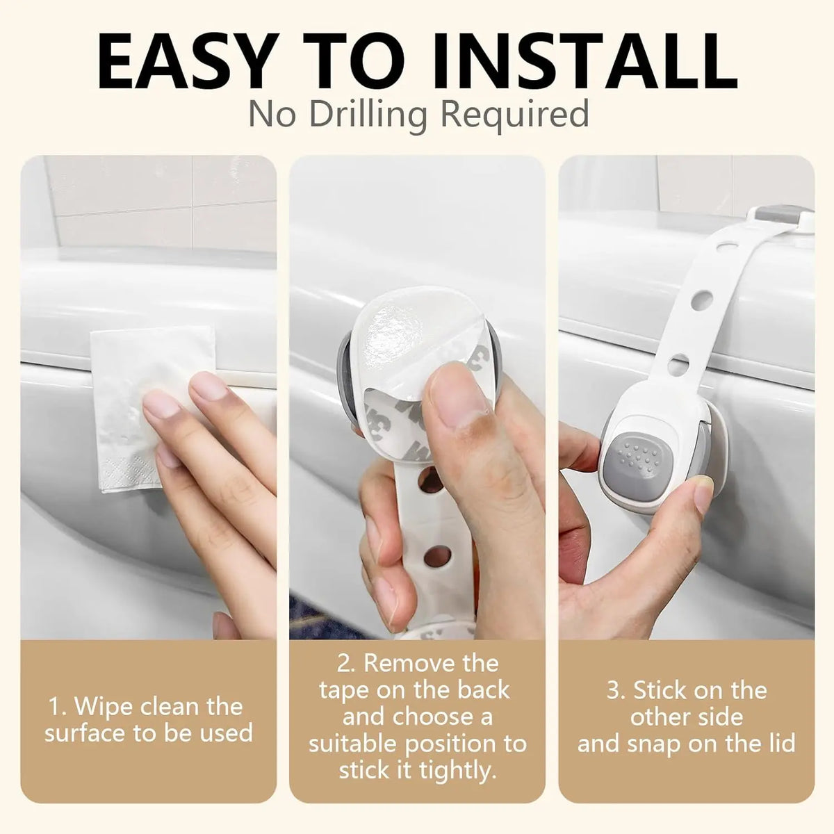 Toilet Locks Baby Proof Child Toddlers, Sturdy Safety Toilet Lid Seat Proofer Lock for Kids Pets Dog, Easy Installation