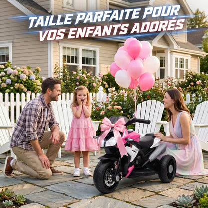 3-wheel electric motorcycle for children, 6V, electric motorcycle for kids aged 3 to 5, with lights and sounds, 86x42x52cm, load capacity: 25 kg