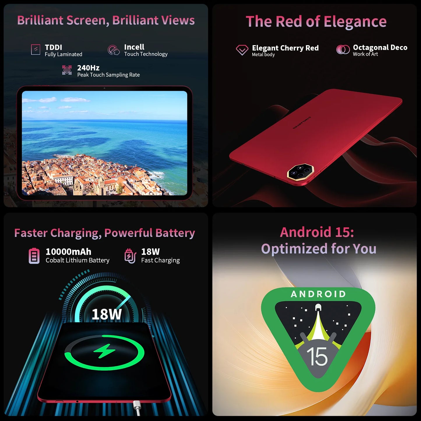Teclast T65 Plus Tablet 13.4" 120Hz IPS Android 15 20GB RAM(8GB+12GB) 256GB ROM Helio G99 10000mAh 18W Fast Charging GPS T65Plus