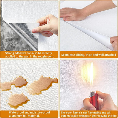 3D Self-Adhesive Linen Wallpaper Continuous Waterproof Wall Stickers Living Room Bedroom Kitchen Cabinet Waterproof Wall Sticker