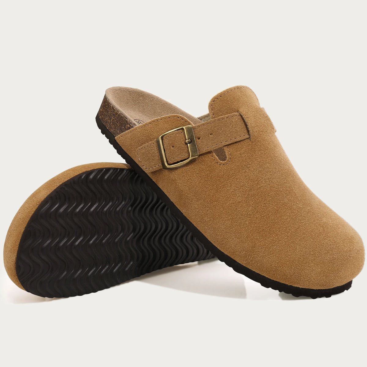 Shevalues Men's Suede Clogs Soft Leather Mules Men New Summer Men Cork Sandals Comfort Slip On Unisex Clogs With Arch Support
