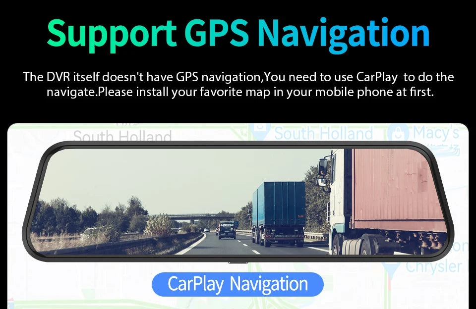 4K HD Car DVR Touch Screen Carplay & Android Auto Dash Cam Night Vision Video Recorder Driving Recorder