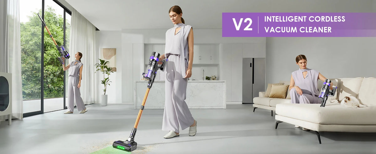 Vortisys V2 Cordless Vacuum Cleaner, 500W Brushless Motor, 36V/2200mAh Battery, Suitable for Floor, Carpet, Sofa, Mattress