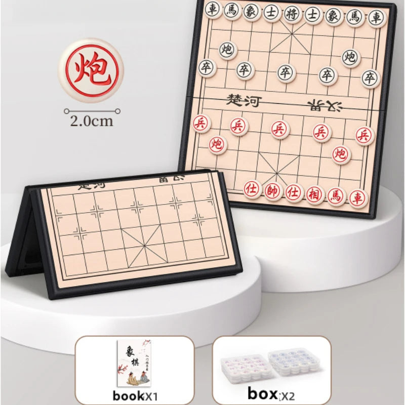 Chinese Chess Children Chess With Chessboard Magnetic Portable Magnetic Chess Pieces Solid Wood Foldable Puzzle Game With Box