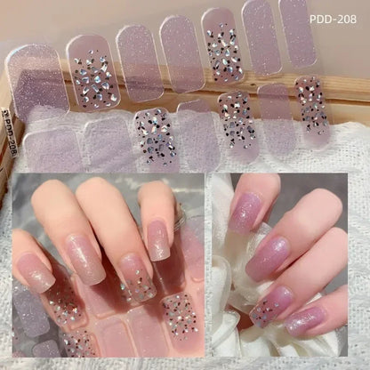 1PC Gel Nail Sticker Patch Slider Flower Gradient Color Back Glue Full Cover Waterproof Gel Nail Sticker UV Lamp Curing Manicur