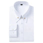 Embroidered French Cufflinks Men's Long-Sleeve Shirt with Collar Pins, Big Collar Dress Shirt for Business Formal Wear, Gentlema