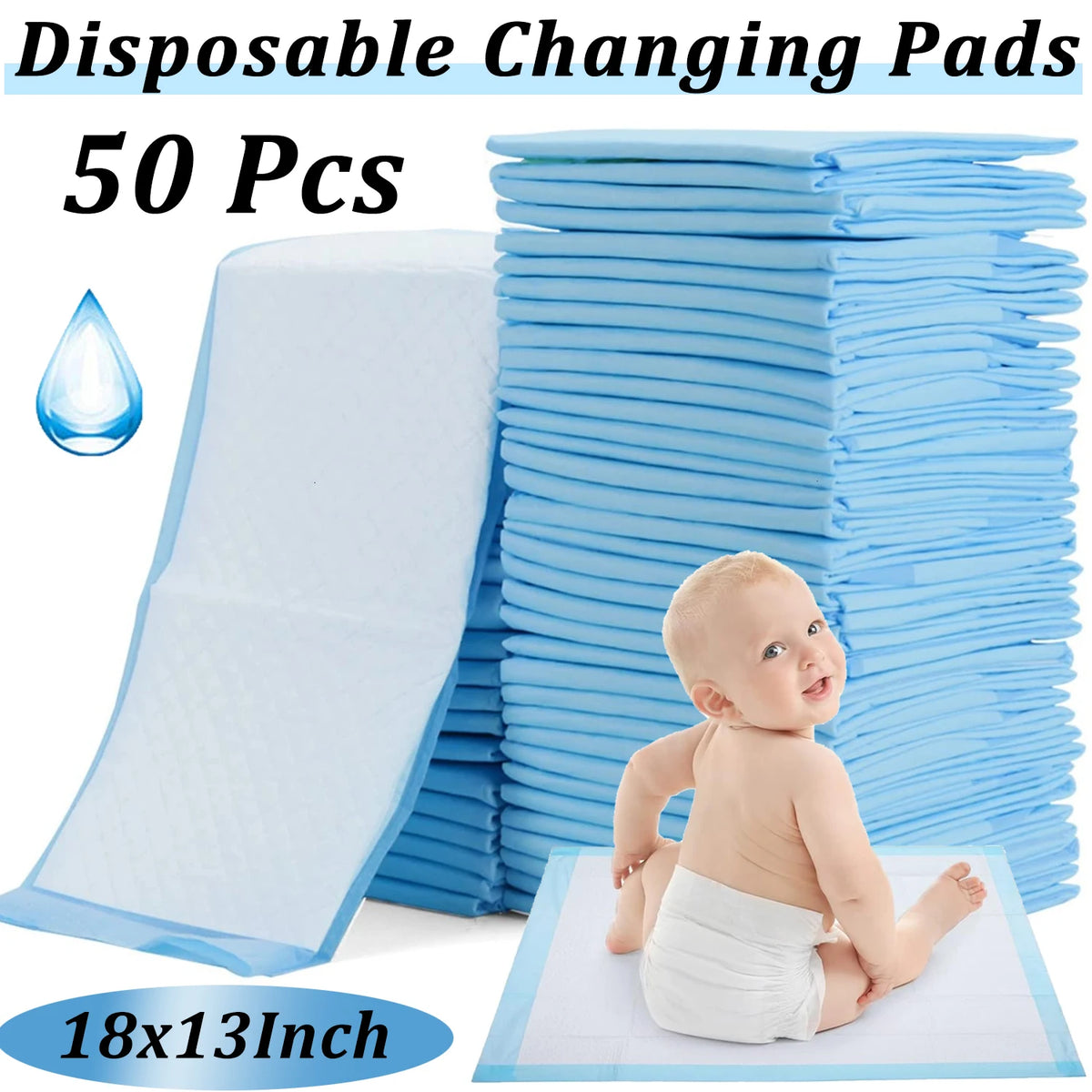 20-100Pcs Disposable Changing Pad High Absorbent Diaper Changing Pads Waterproof Leak Proof Baby Disposable Underpads for Baby