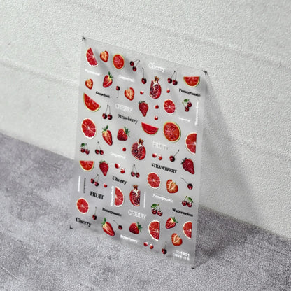 5D Pudding Jelly Dessert Fruit Cherry Pink Claw Print Bowknot Tie knot Love Heart Stars Nail Art Sticker Adhesive Manicure Decal
