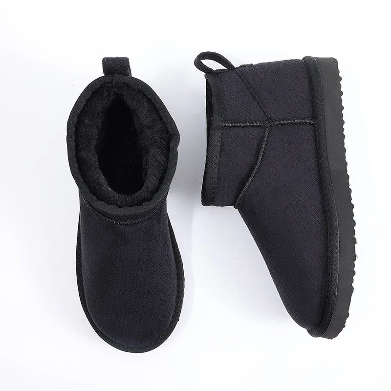 Smile PoP New Winter Cotton Women Boots Warm Suede Women Shoes Casual Plush Mini Cotton Snow Boots Nonslip Furry Ankle Shoes