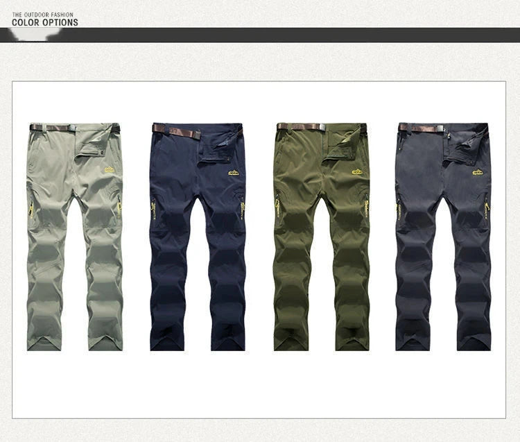 Longe Summer Quick Dry Hiking Pants Men Stretch Waterproof Tactical Pants Zipper Pockets Trousers Lightweight Fishing Pants