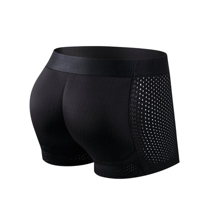 Men Trunks Built-in Fake Butt Hip Lifter Enhancer Shorts Boxer Briefs Padded Underwear Shapewear Underpants Nylon  Breathable