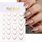 3D Gold Stamping V-Shaped French Tips Nail Art Stickers Retro Metal French Line Nail Decals Chrome Curved Strip Nail Decoration