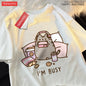 Sorry I'M Busy Cat Playing Games With Headphones Man T Shirt High Quality Brand Clothing Loose T Shirts Cotton Shirt Tops Couple