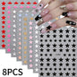 8Colors/Set 3D Sweet Love-Heart Nails Stickers Mini Hearts Self-Adhesive Nail Art Sliders Valentine's Day DIY Manicure Decals 1