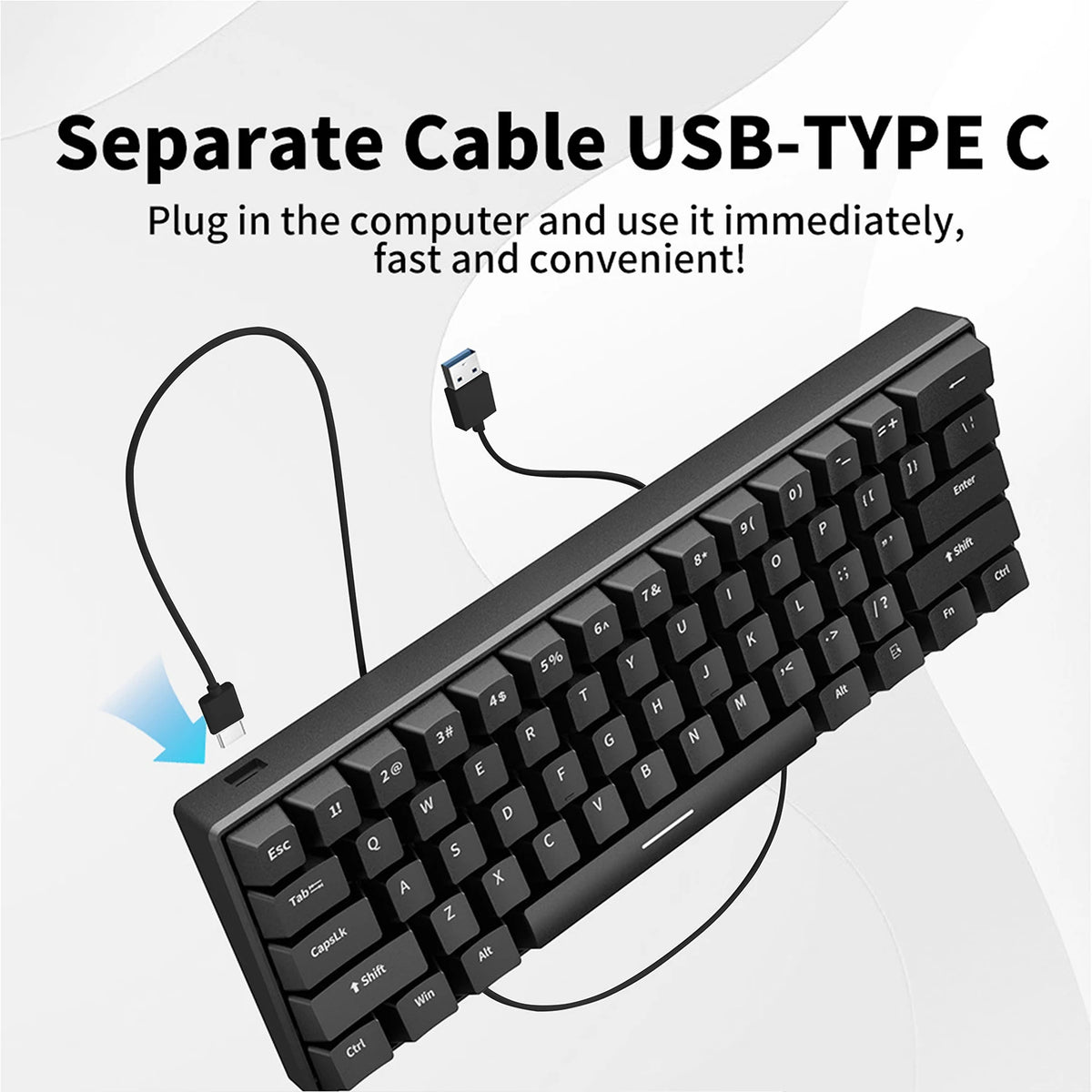 ZSUS Z61-B USB Gaming Mechanical Mini Keyboard Red Switch RGB Backlit 61 Keys Wired Feel for Game/Office