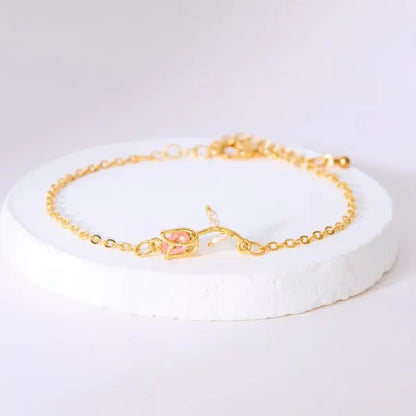 Dainty Flower Geometric Bracelet New High-End Minimalist Zircon Charm Blade Chain Women’s Bracelet Party Jewelry Gift